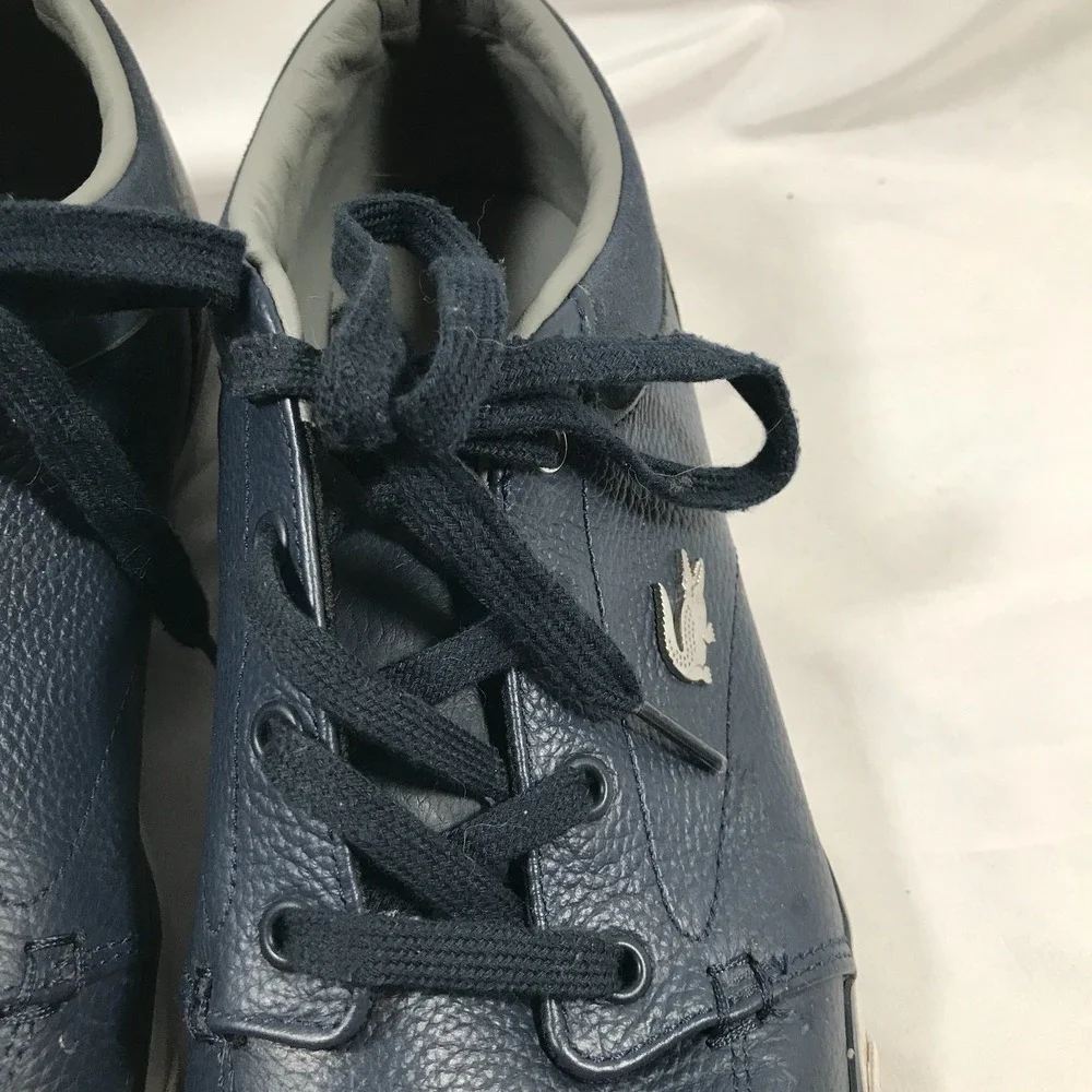 Lacoste Bayliss 118 1 U Navy Blue Crocodile Logo Lace Up Shoes Mens US 8.5 EU 41
